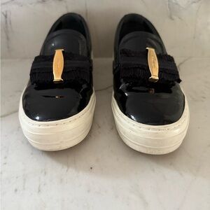 Salvatore Ferragamo Black Patent Leather Loafers